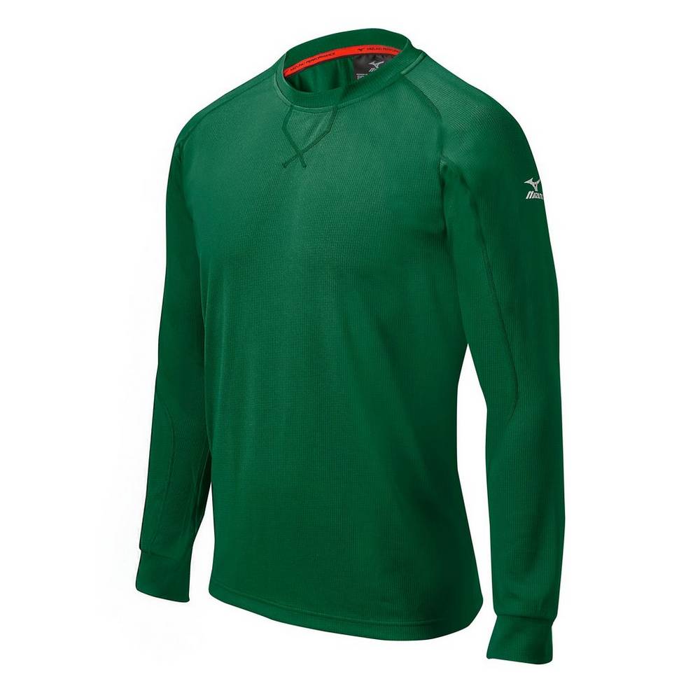 Panske Treningove Oblecenie Mizuno Comp Long Sleeve Training Baseball Zelene Vypredaj JKAY81325